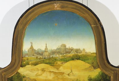 De aanbidding der wijzen, detail van de achtergrond (detail) door Hieronymus Bosch